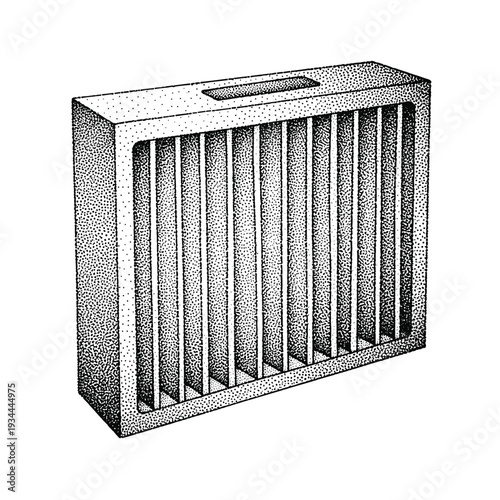 Hand-drawn illustration of a vintage box with slotted openings