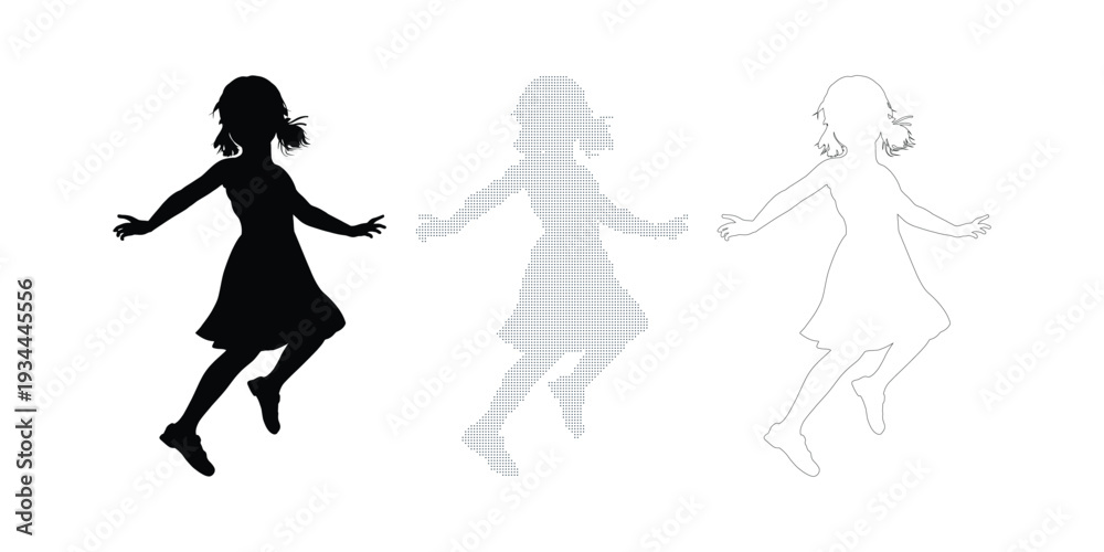 Obraz premium silhouette, girl, jumping,