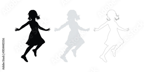 silhouette, girl, jumping,