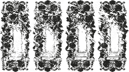 vintage ornate black floral frame set decorative antique borders in intricate baroque design
