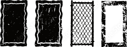 grunge black frames set with distressed and textured edges in various rectangular shapes