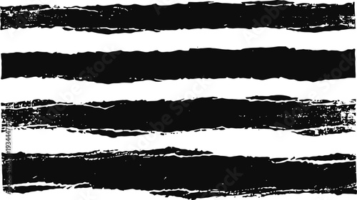 Set of black grunge brush strokes rough textured horizontal paint strips, dirty ink borders and rough edges abstract background