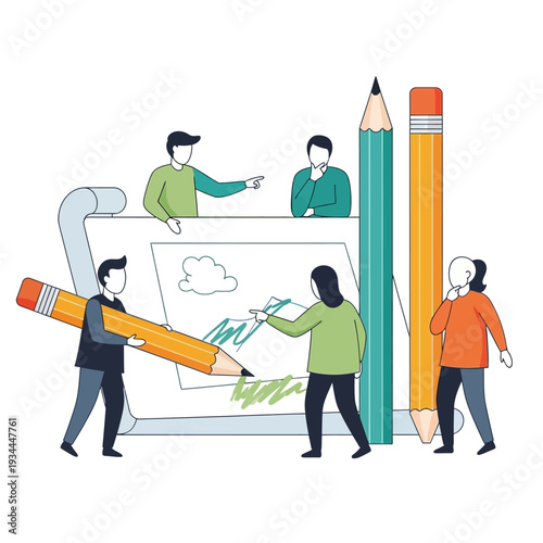 Team Collaboration Drawing Ideas on Large Paper with Giant Pencils