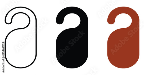 Hotel privacy door hanger vector icon, minimal outline and filled design showing “Do Not Disturb” sign, suitable for web, app, and print use in hospitality and lodging contexts.