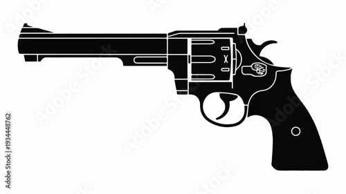 Vector illustration of a revolver handgun viewed from the side
