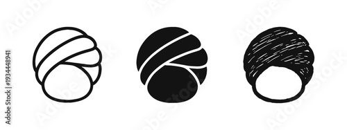 Person Wearing Turban Icon Set in Outline, Solid, and Doodle Styles