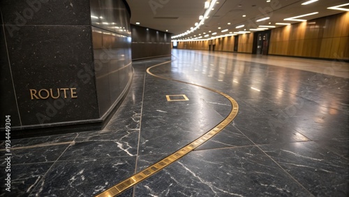 Elegant Indoor Pathway with Curved Lines and Polished Flooring