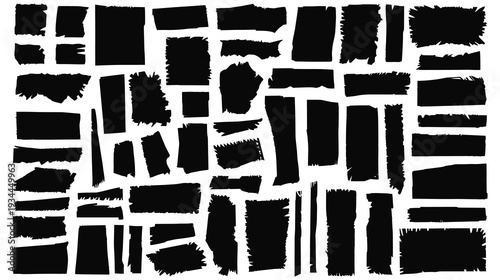 Various black shapes and textures for graphic design backgrounds