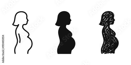 Pregnant Woman Profile Icons Set