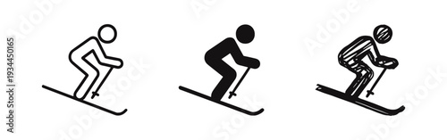 Skier Icon Set - Winter Sports and Recreation