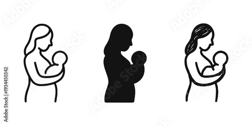 Mother and Baby Icons Set - Love and Care