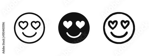 Heart Eyes Emoji Icon Set: Love, Affection, and Romantic Emotion Symbol