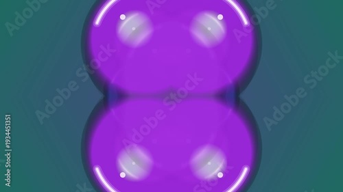 Abstract Purple Spheres with Glowing Edges on Dark Teal Background.