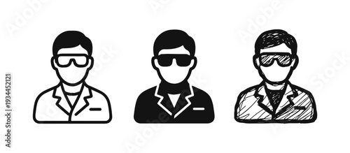 Scientist or Doctor Icon Set: Research, Medical, and Professional Symbol