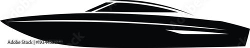 Sleek modern luxury speed yacht silhouette for water sport and travel illustrations