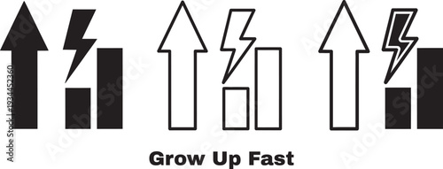 Business growth concept with lightning bolt and arrows