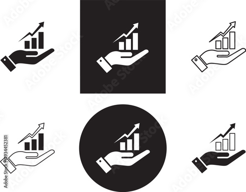 A collection of five identical hand and matchstick icons in various shapes