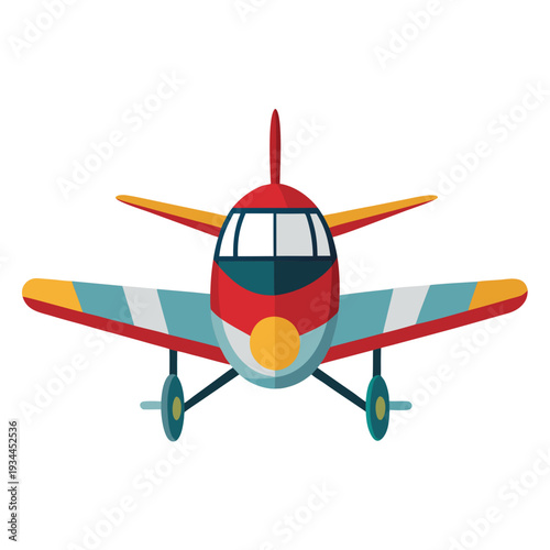 Vibrant airplane soars through the sky with colorful wings