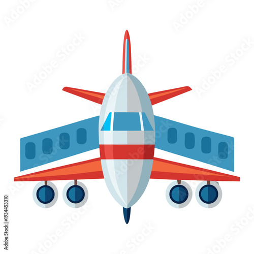 Modern commercial airplane illustration with vibrant colors and clean design