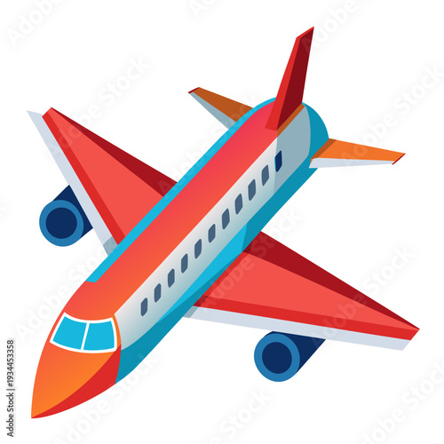 Vibrant red airplane soaring through clear skies smoothly