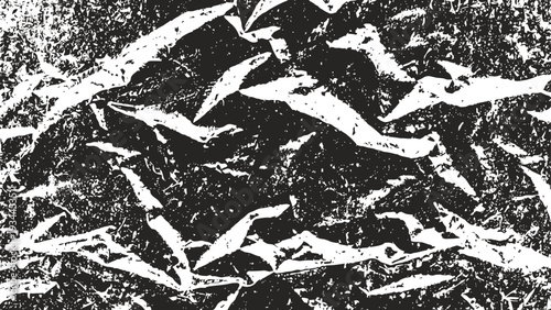 Abstract black and white chaotic texture with torn paper and grunge overlay background design