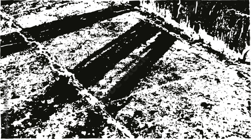 Worn stone stairs with rough surface in rustic abandoned building corridor