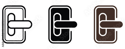 Door handle flat vector icon, suitable for apps and websites, featuring clean outline and solid styles, isolated on white background for digital interfaces, and architectural graphics.