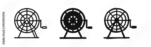 Lottery Drum Icon Set: Outline, Solid, and Doodle Styles for Games of Chance and Bingo