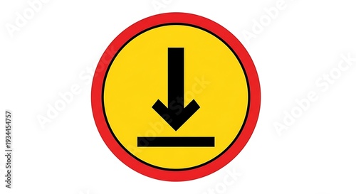 Free Download Download symbol with red circle and yellow background - GFXLoad
