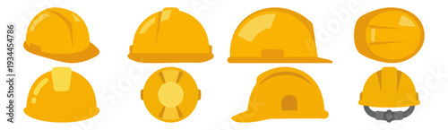  HARD HAT - Protective yellow helmet with a subtle glossy finish  Flat Vector Illustration on Transparent Background