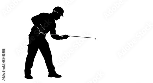 Professional silhouette of a construction worker or laborer operating a high-pressure cleaning tool, representing industrial maintenance and manual labor
