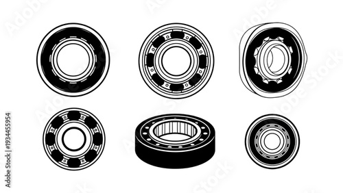 Collection of various bearings displayed in a grid layout