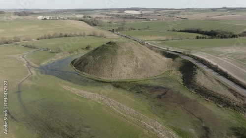 Silbury Hill Historic Site Wiltshire Wessex Downs Aerial View Flooding
