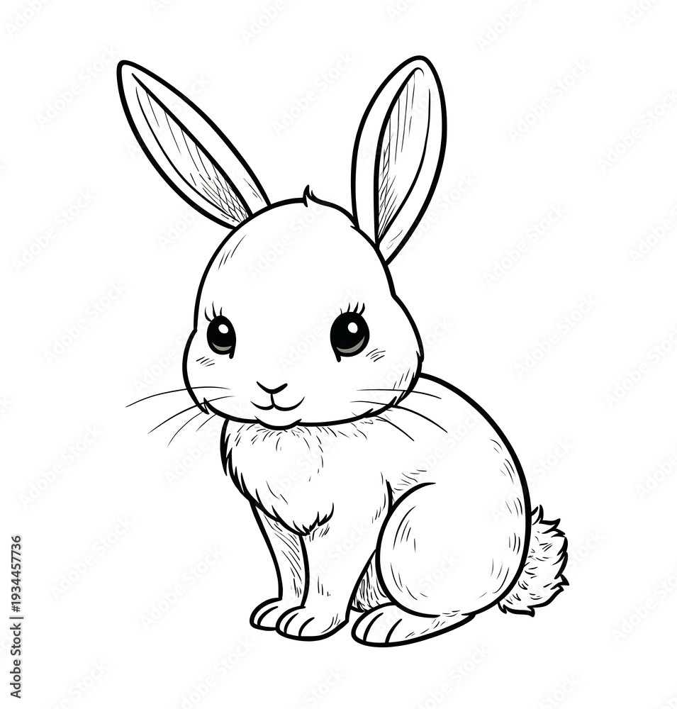Fototapeta premium A cute bunny coloring page.
