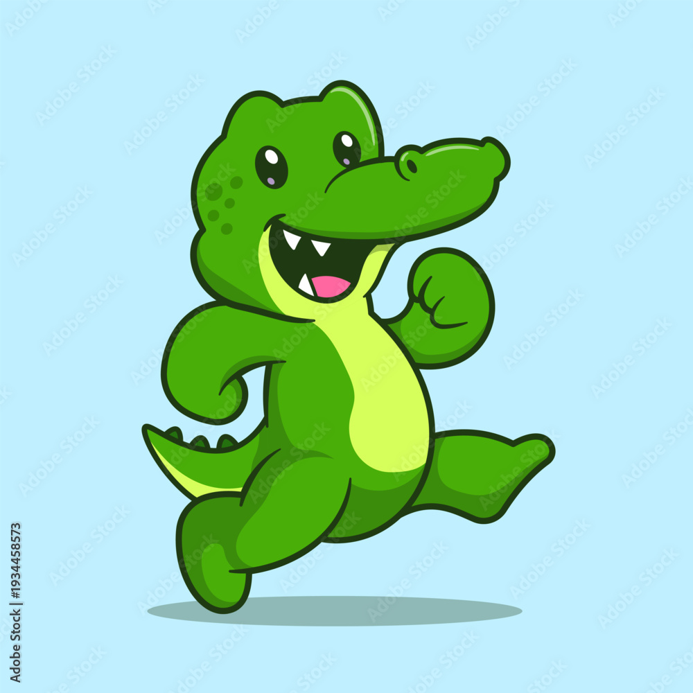 Obraz premium Cute Crocodile Running Cartoon