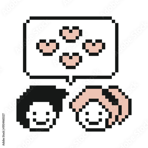 Couple in love cartoon of man and woman love heart together soulmate with relationship,valentine,happy,8 bit.