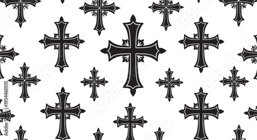 Black Crosses Pattern on White Background Illustration Design