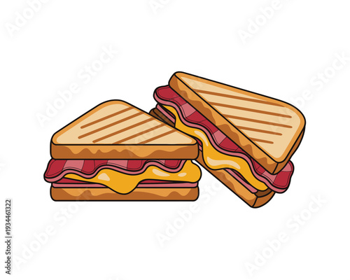 Delicious grilled sandwich with melted cheese and spread filling