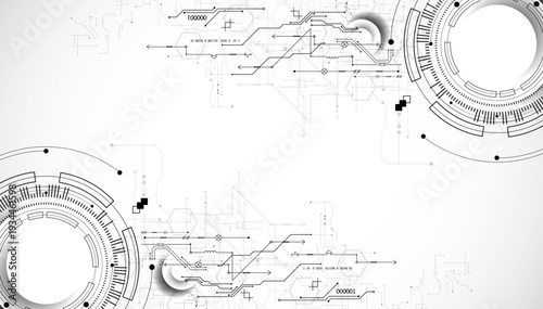 Technological background in gray colors. Used technical lines with different shades of gray. Vector