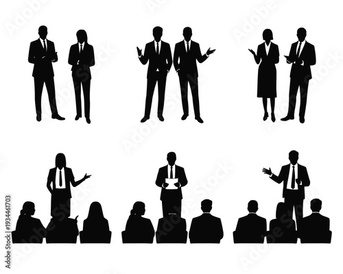 Professional group of businesspeople engaged in a conference or meeting setting