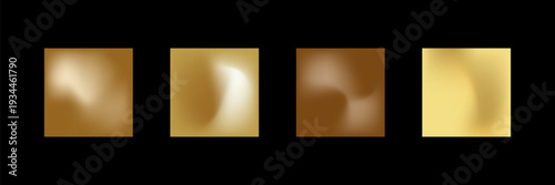 Set of gold radial gradient backgrounds with polished metallic finish, subtle holographic shine. Warm honey, bronze and satin gold tones for premium foil effect, luxury branding, packaging, covers