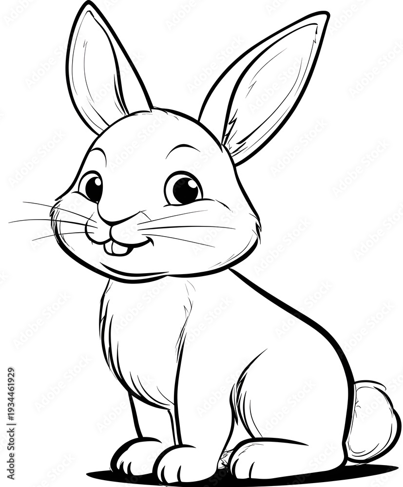Fototapeta premium A cute bunny coloring page.