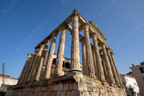 Fotografie Roman temple of Diana in Merida, Badajoz, Extremadura, Spain, with its Corinthia
