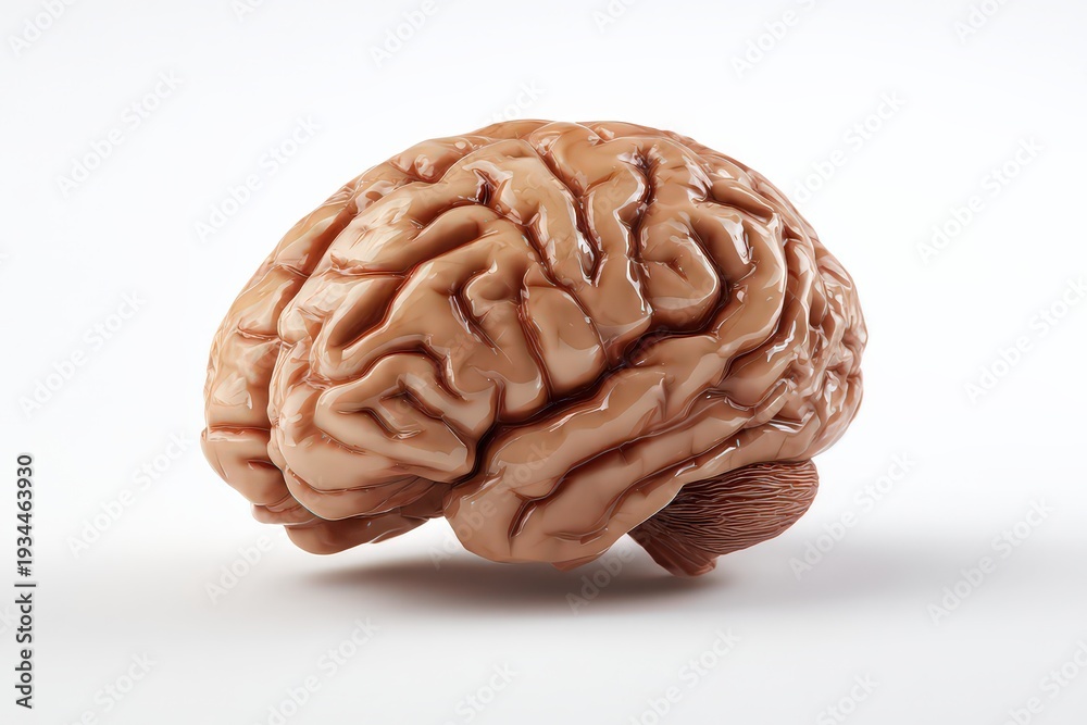 Fototapeta premium 3D Model Of Human Brain On White Background