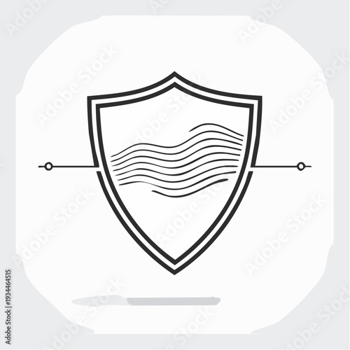Shield icon with wavy lines inside representing protection and security
