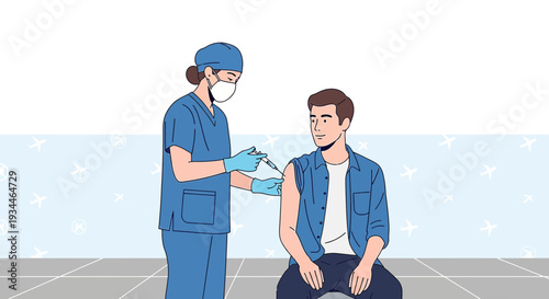 Nurse Administering Vaccine to Patient - Healthcare Illustration