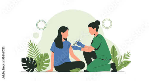 Nurse Administering Vaccine to Patient - Healthcare Illustration