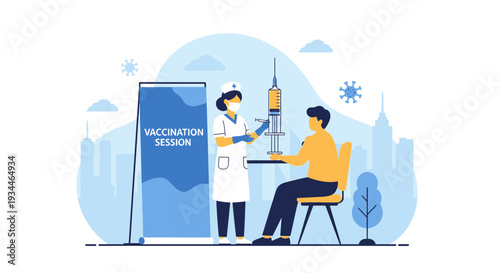 Nurse Administering Vaccine to Patient During Vaccination Session