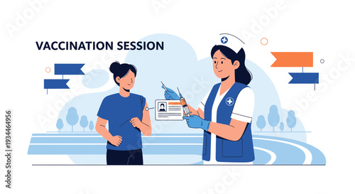 Nurse Administering Vaccine to Patient During Vaccination Session