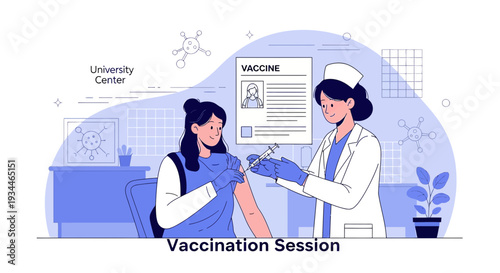 Nurse Administering Vaccine to Patient in Medical Clinic, Healthcare Concept